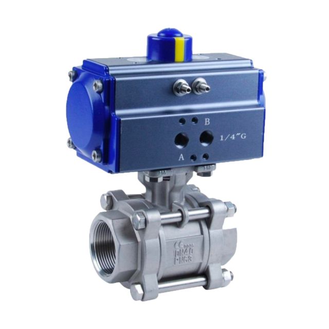 3-Pc Ball Valve with Pneumatic Actuator Double Acting