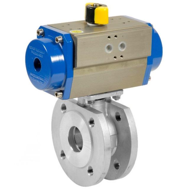 Wafer Flanged Ball Valve with Pneumatic Actuator Spring Return Double Acting